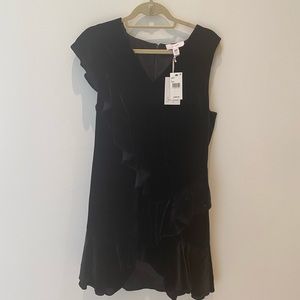 Brand new Scripted black velvet ruffle dress
